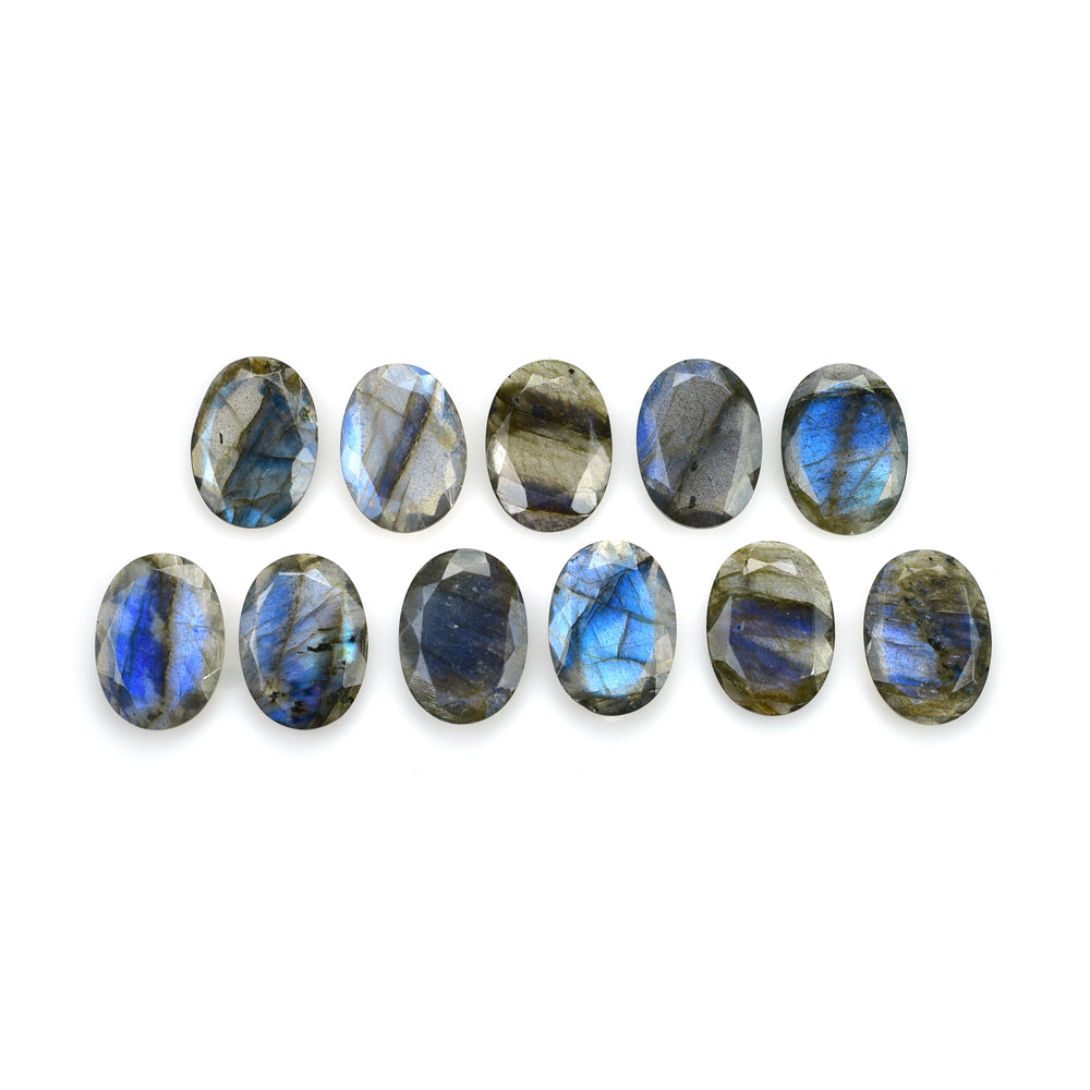 BLUE LABRADORITE (OPAQUE/MANY BLACK SPOT & CRACK) BOTH SIDE TABLE CUT OVAL 18.00X13.00 MM 6.18 Cts.