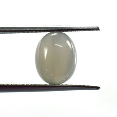 GREY MOONSTONE SMOOTH OVAL PEBBLE (F/D_1.50)(SILVER GREY LIGHT)(CLEAN) 10.00X8.00 MM 3.98 Cts.