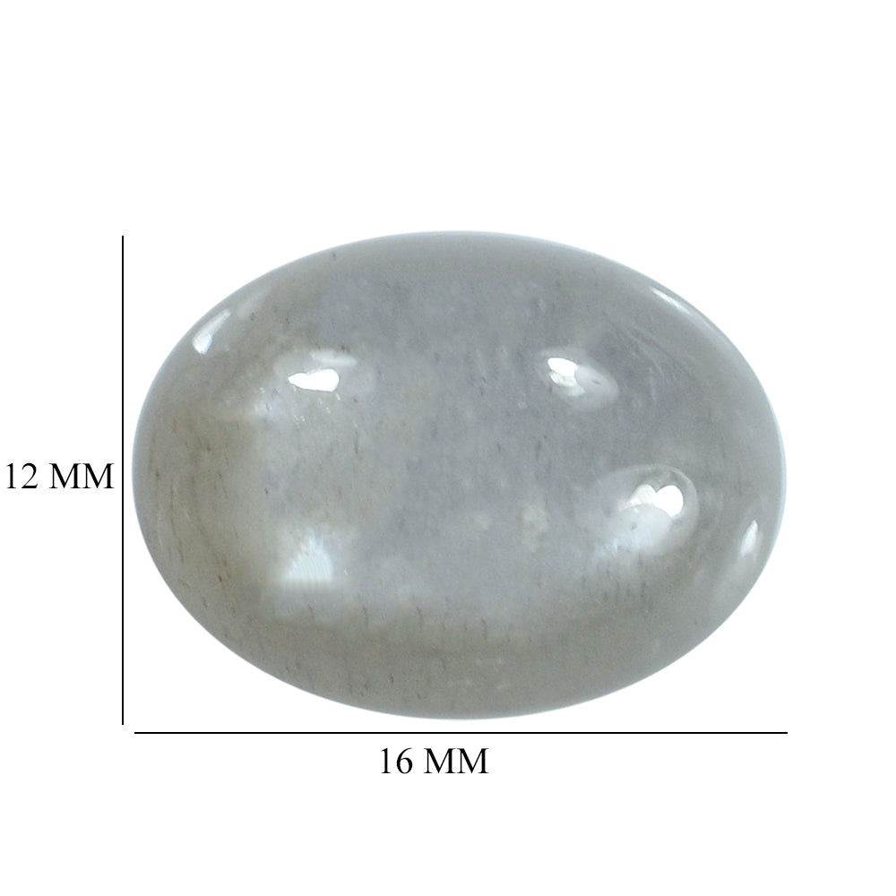 GREY MOONSTONE PLAIN OVAL CAB (SILVER GREY MEDIUM)16.00X12.00 MM 8.49 Cts.