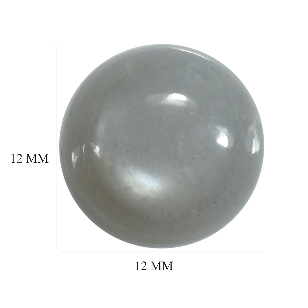 GREY MOONSTONE PLAIN ROUND CAB (SILVER GREY MEDIUM) 12.00X12.00 MM 6.27 Cts.