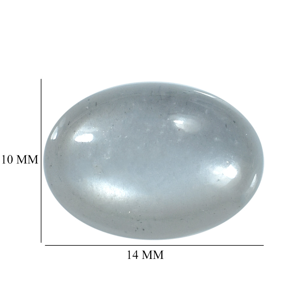 GREY MOONSTONE PLAIN OVAL CAB (SILVER GREY MEDIUM) 14.00X12.00 MM 5.44 Cts.