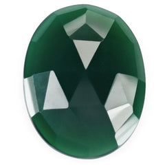 GREEN ONYX ROSE CUT OVAL CAB 20X15MM 9.53 Cts.