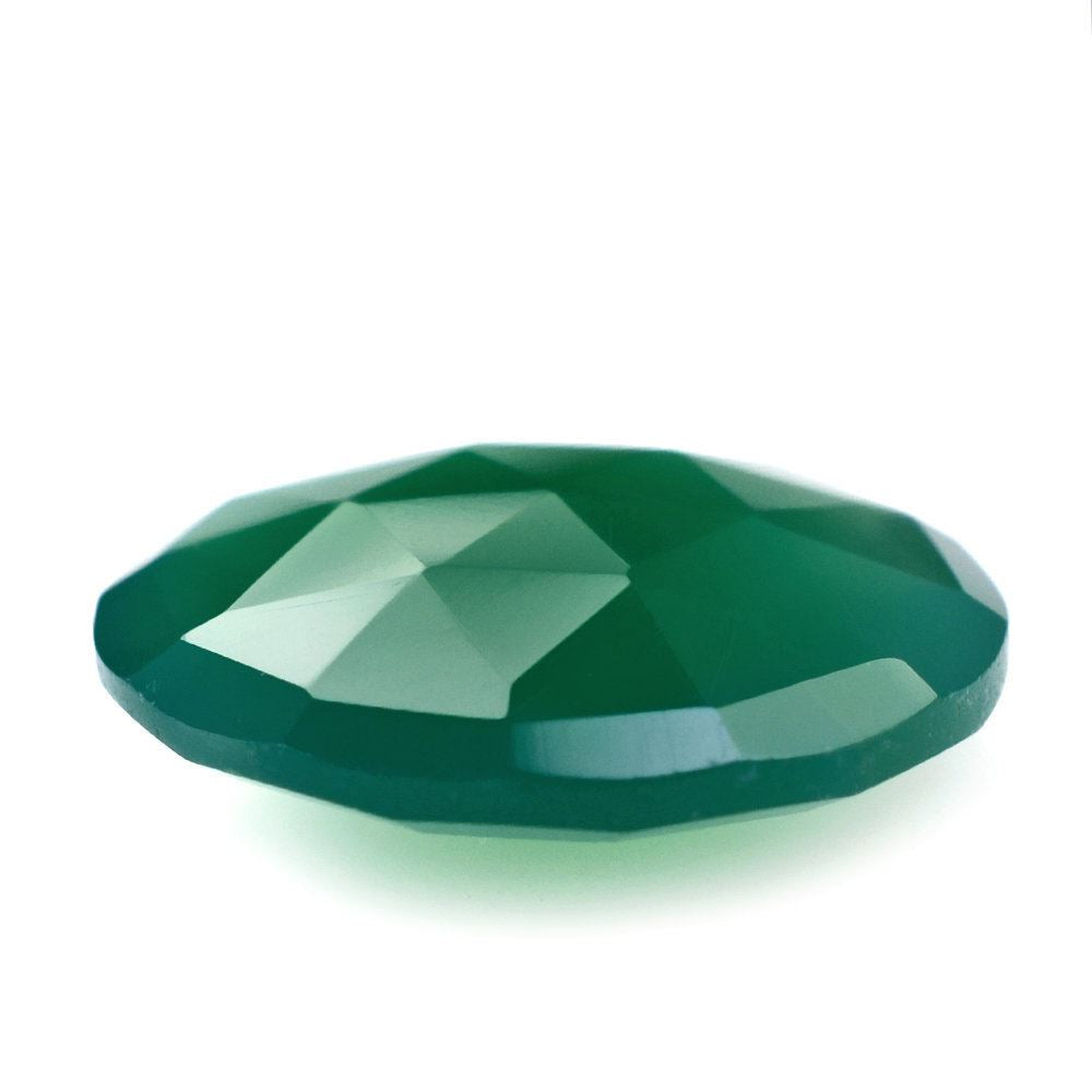 GREEN ONYX ROSE CUT BRIOLETTE ROUND 12MM 3.46 Cts.