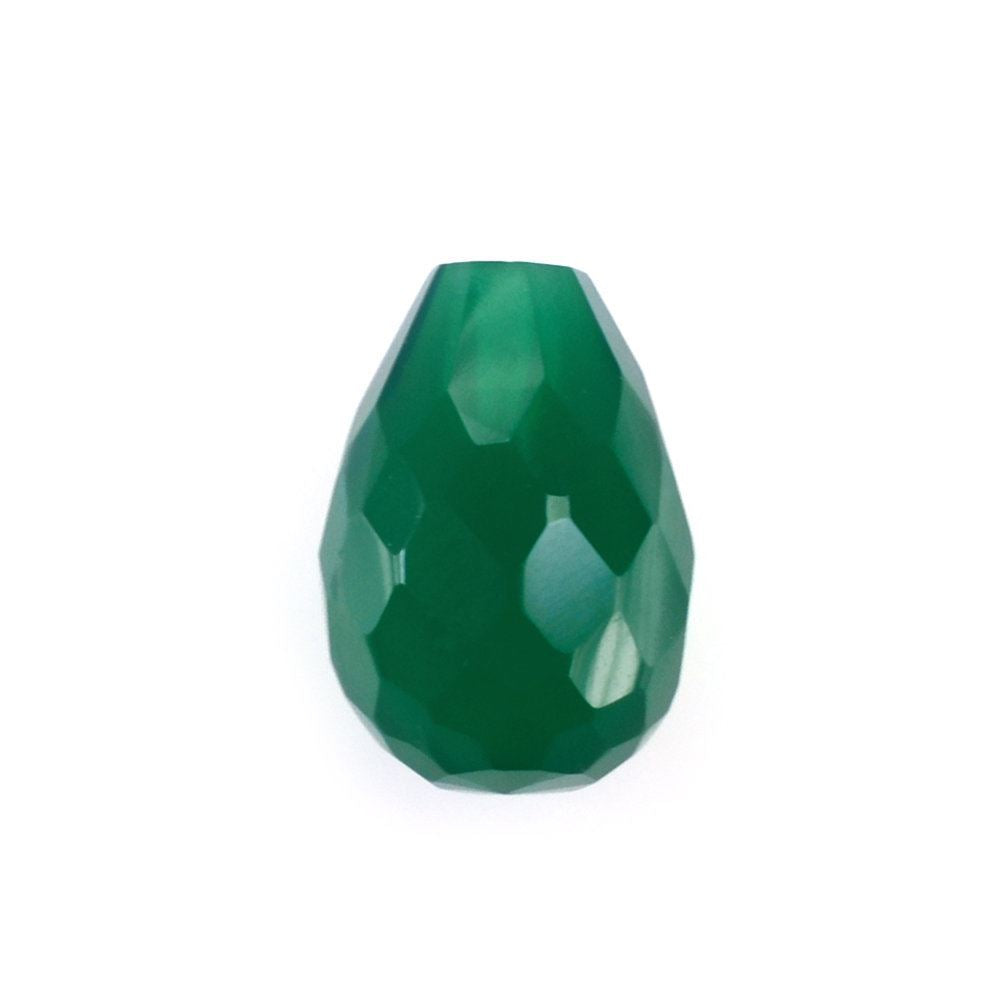 GREEN ONYX FACETED DROPS (HALF DRILL) 6X4MM 0.70 Cts.