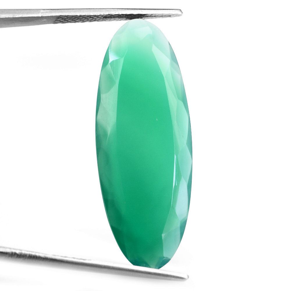 GREEN ONYX BOTH SIDE TABLE CUT OVAL 35X13MM 12.41 Cts.