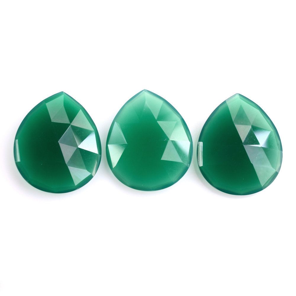 GREEN ONYX ROSE CUT BRIOLETTE PEAR 26X22MM 21.30 Cts.