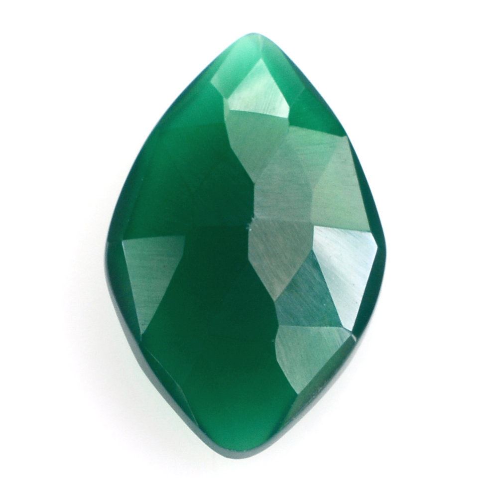 GREEN ONYX ROSE CUT BRIOLETTE IRREGULAR ONION SHAPE 14X9MM 2.64 Cts.