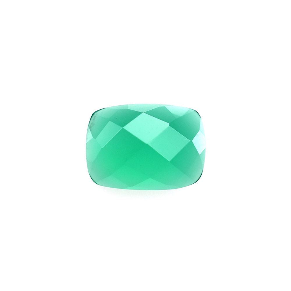 GREEN ONYX CHECKER CUT CUSHION CAB 7X5MM 0.70 Cts.