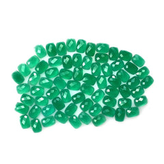 GREEN ONYX CHECKER CUT CUSHION CAB 7X5MM 0.70 Cts.