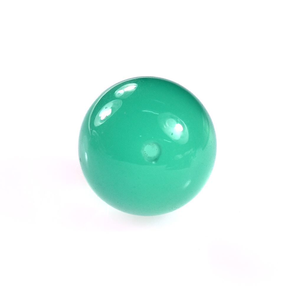 GREEN ONYX PLAIN ROUND BALL (HALF DRILL 0.75)(LITE)(TRANSPARENT) 10.00X10.00 MM 6.98 Cts.