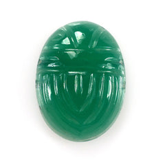 GREEN ONYX CARVED SCRAB (MEDIUM)(OPAQUE) 16.00X12.00 MM 5.75 Cts.