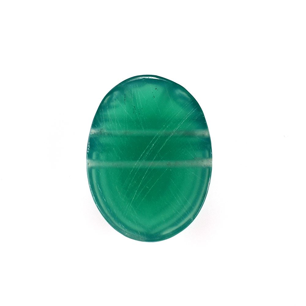 GREEN ONYX CARVED SCRAB (MEDIUM)(OPAQUE) 16.00X12.00 MM 5.75 Cts.