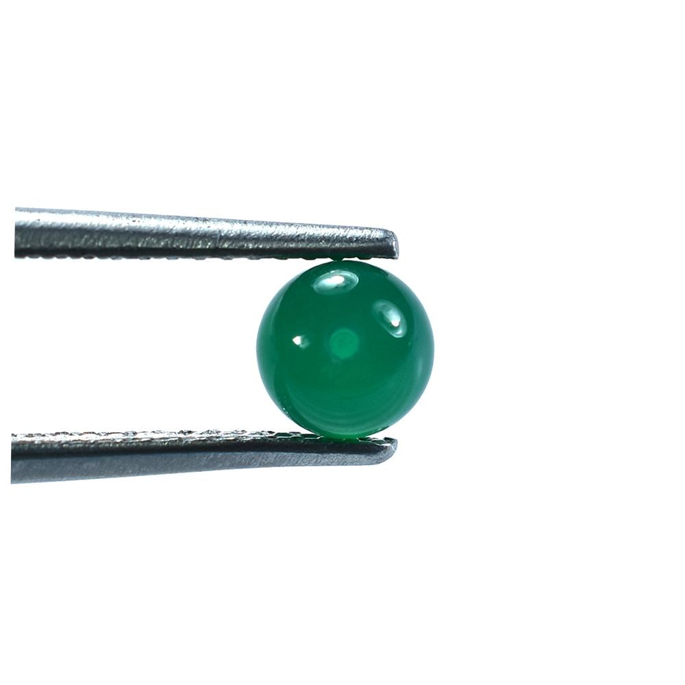 GREEN ONYX PLAIN ROUND BALL (H/D_.70)(DARK)(MILKY) 5.00X5.00 MM 0.94 Cts.