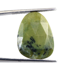 GREEN OPAL ROSE CUT BRIOLETTE IRREGULAR PEARISH 20X15MM 6.34 Cts.