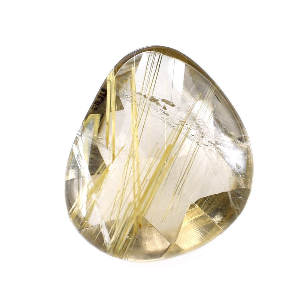 GOLDEN RUTILE QUARTZ ROSE CUT TRILLIONISH 13X11MM 4.60 Cts.