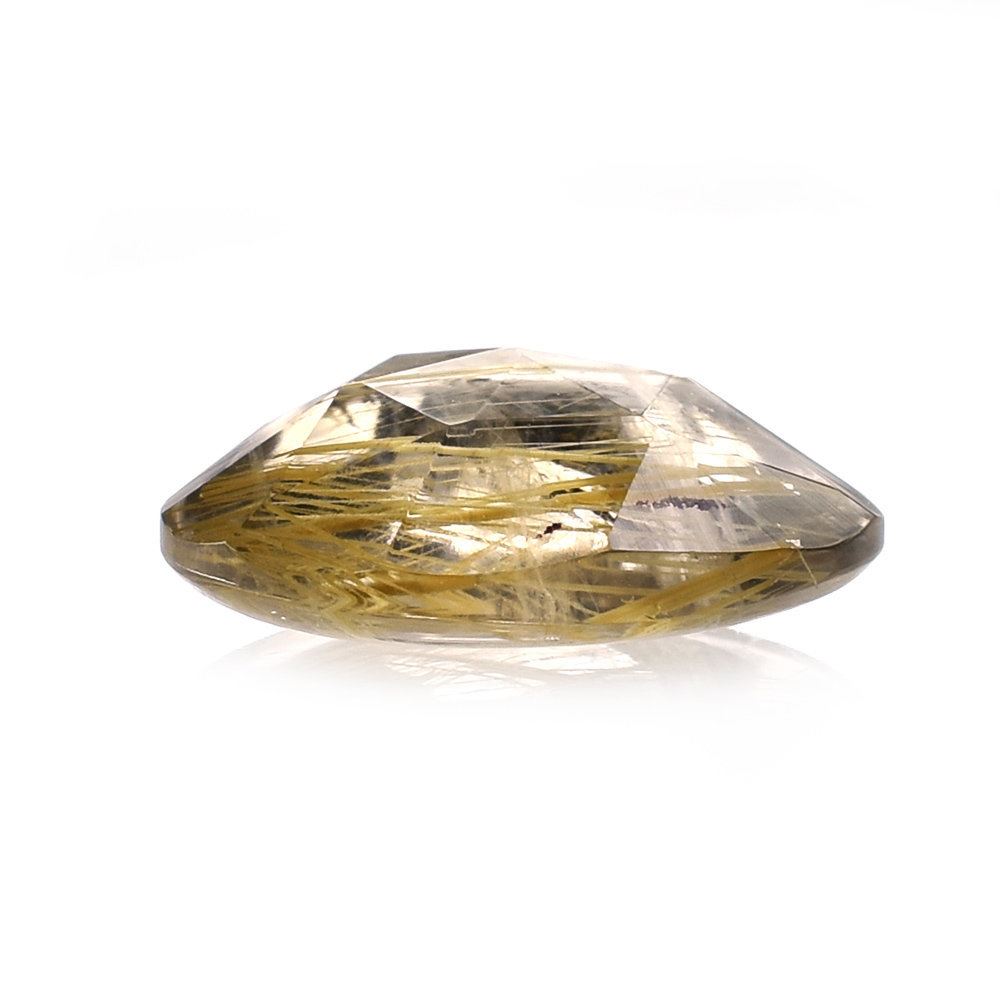 GOLDEN RUTILE QUARTZ ROSE CUT TRILLIONISH 13X11MM 4.60 Cts.