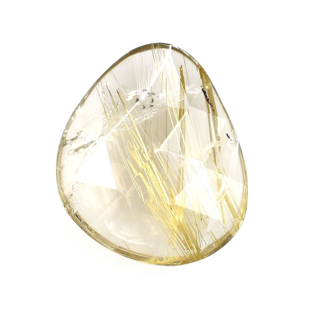 GOLDEN RUTILE QUARTZ ROSE CUT TRILLIONISH 13X11MM 4.60 Cts.