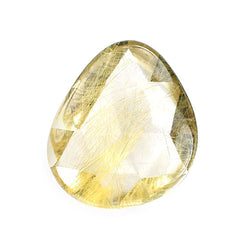 GOLDEN RUTILE QUARTZ ROSE CUT TOP PLAIN TRILLIONISH 13X11MM 0.85 Cts.