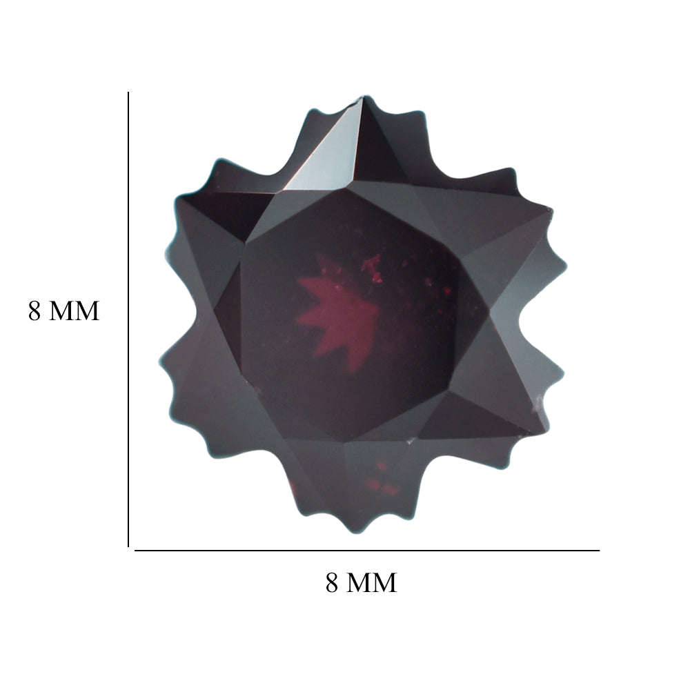 RED GARNET (MEDIUM) CUT SNOWFLAKE SHAPE 8MM (TH. 6.00MM) 3.40 Cts.