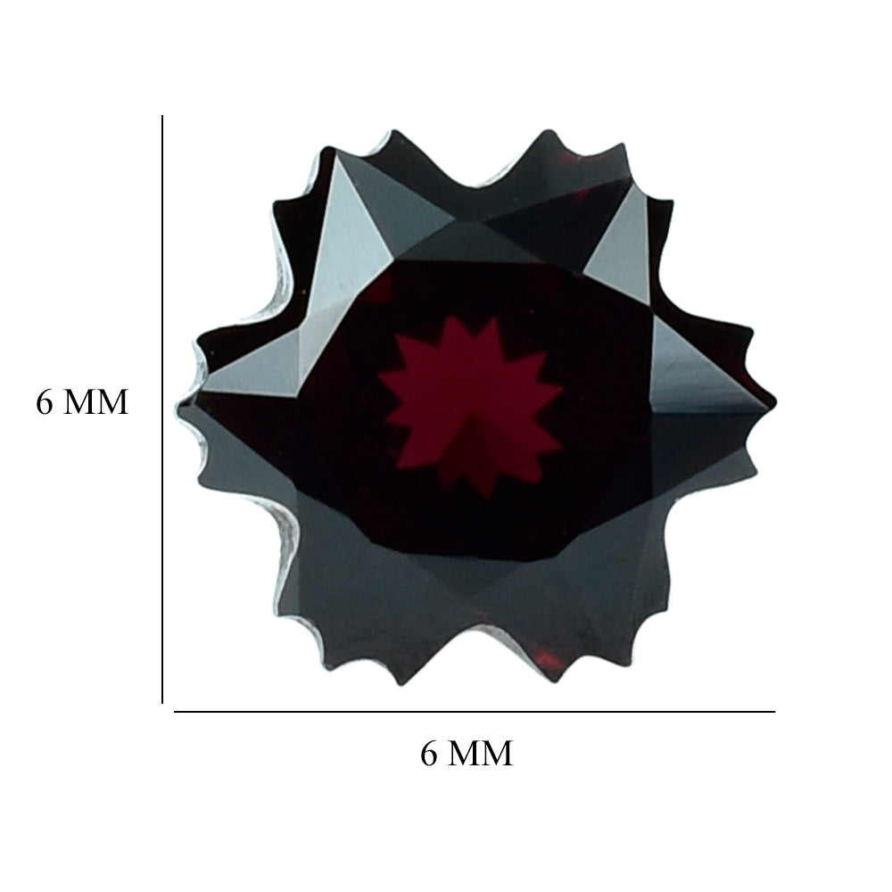 RED GARNET (OPEN) CUT SNOWFLAKE SHAPE 6MM (TH.-4.50MM) 1.40 Cts.