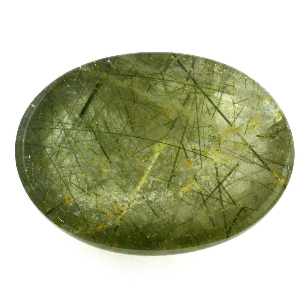 GREEN RUTILE QUARTZ OVAL CAB 16X12MM 9.25 Cts.