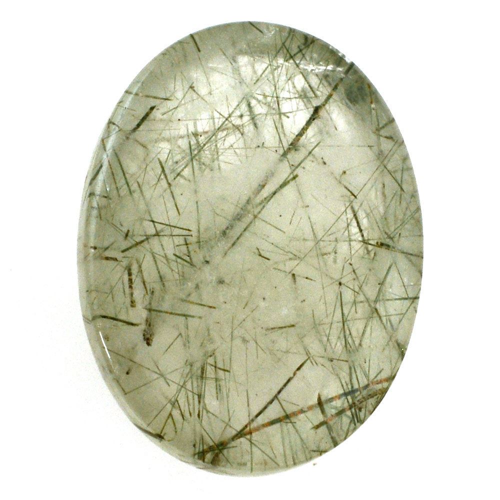 GREEN RUTILE QUARTZ OVAL CAB 16X12MM 9.28 Cts.