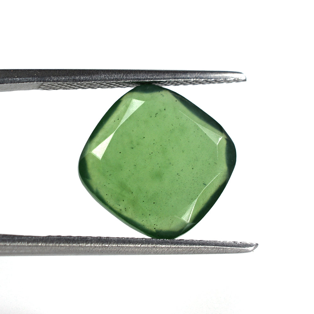 GREEN SERPENTINE BOTH SIDE TABLE CUT CUSHION 12MM 4.60 Cts.