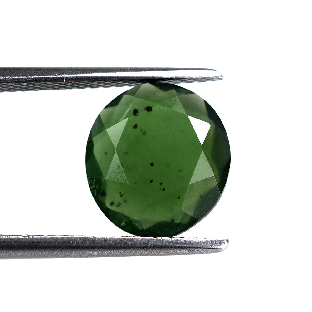 GREEN SERPENTINE BOTH SIDE TABLE CUT OVAL 10.50X9.50MM 2.25 Cts.