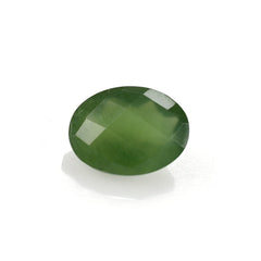 GREEN SERPENTINE CHECKER CUT OVAL 8X6MM 1.10 Cts.