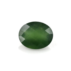 GREEN SERPENTINE CHECKER CUT OVAL 10X8MM 2.26 Cts.