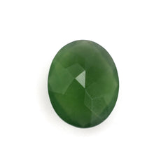 GREEN SERPENTINE CHECKER CUT OVAL 10X8MM 2.26 Cts.