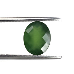 GREEN SERPENTINE CHECKER CUT OVAL 10X8MM 2.26 Cts.