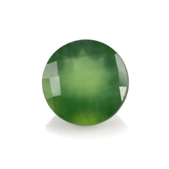 GREEN SERPENTINE CHECKER CUT ROUND 12MM 5.31 Cts.