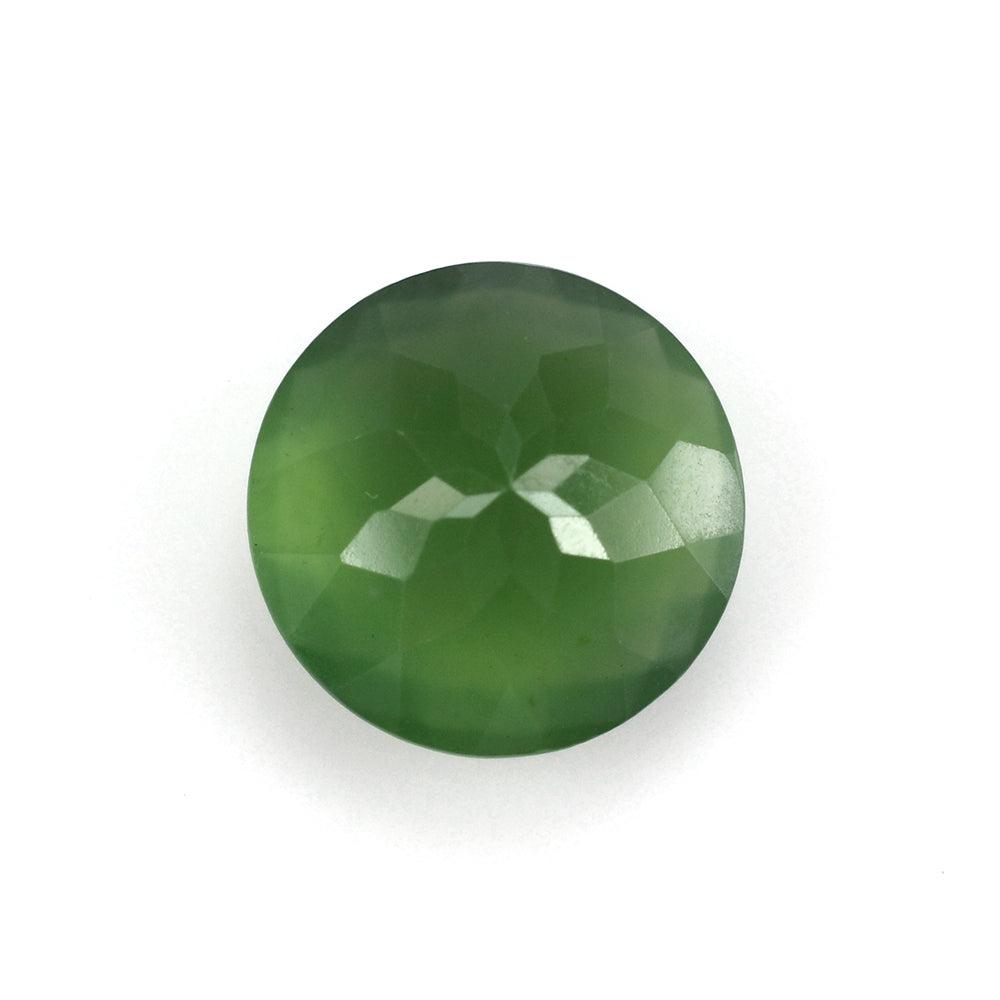 GREEN SERPENTINE CHECKER CUT ROUND 12MM 5.31 Cts.