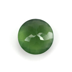 GREEN SERPENTINE CHECKER CUT ROUND 12MM 5.31 Cts.