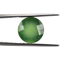 GREEN SERPENTINE CHECKER CUT ROUND 12MM 5.31 Cts.