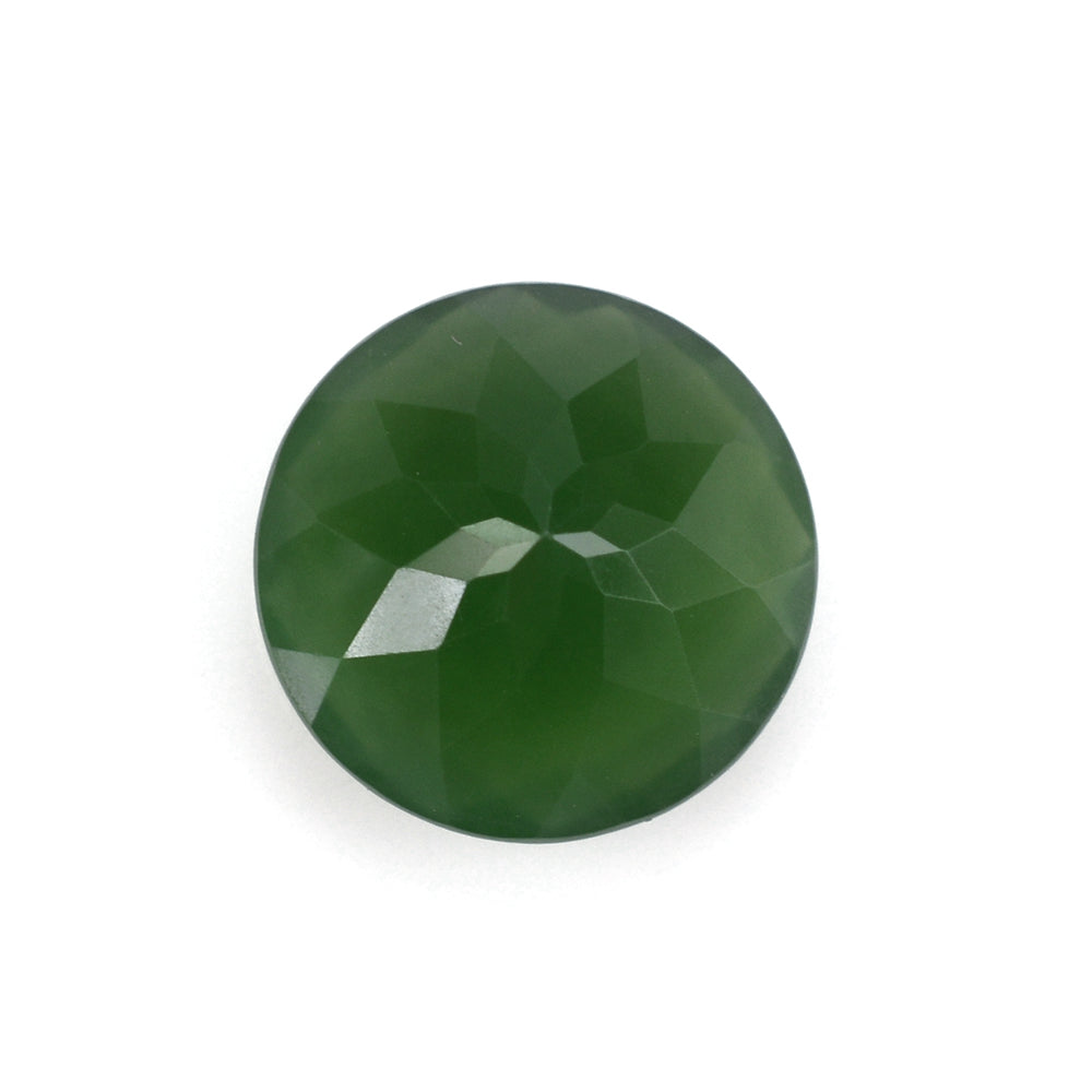 GREEN SERPENTINE CHECKER CUT ROUND 12MM 5.42 Cts.