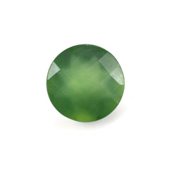 GREEN SERPENTINE CHECKER CUT ROUND 10MM 3.37 cts.