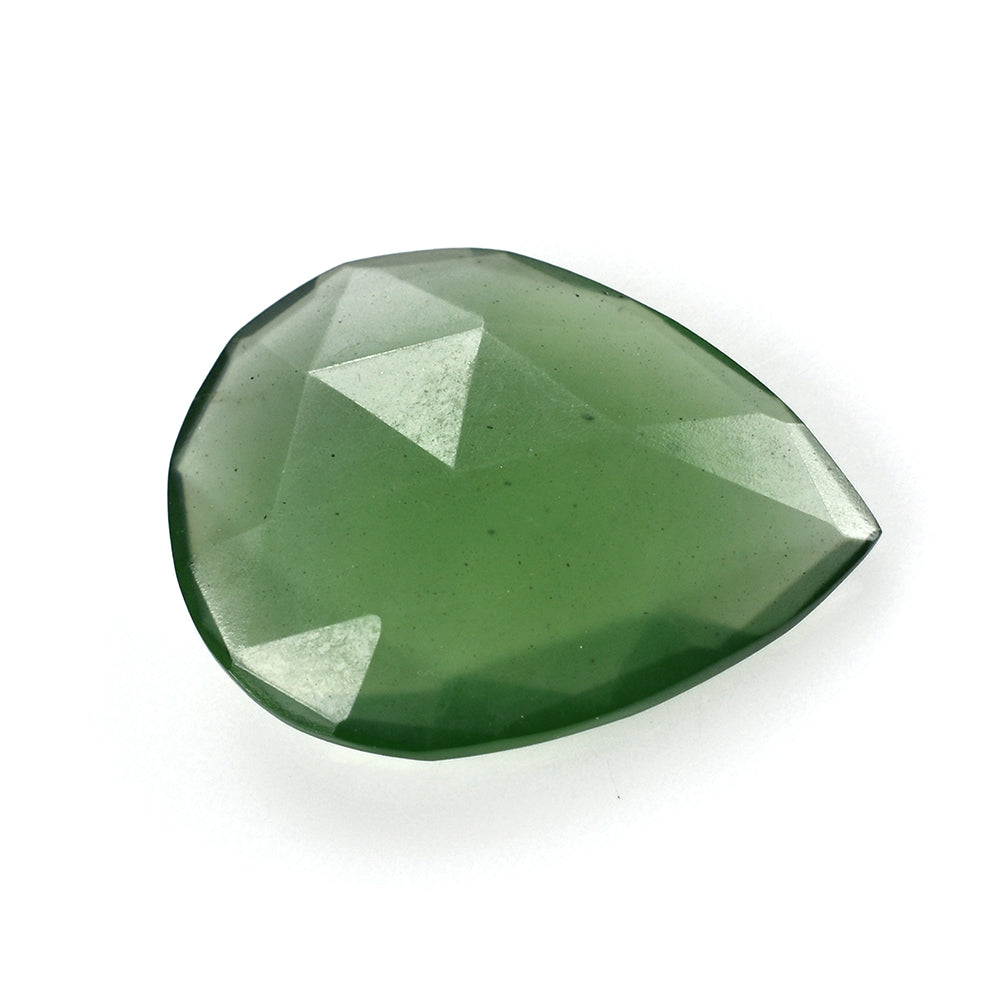 GREEN SERPENTINE ROSE CUT BRIOLETTE PEAR 20X15MM 7.17 Cts.