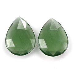 GREEN SERPENTINE ROSE CUT BRIOLETTE PEAR 20X15MM 7.17 Cts.