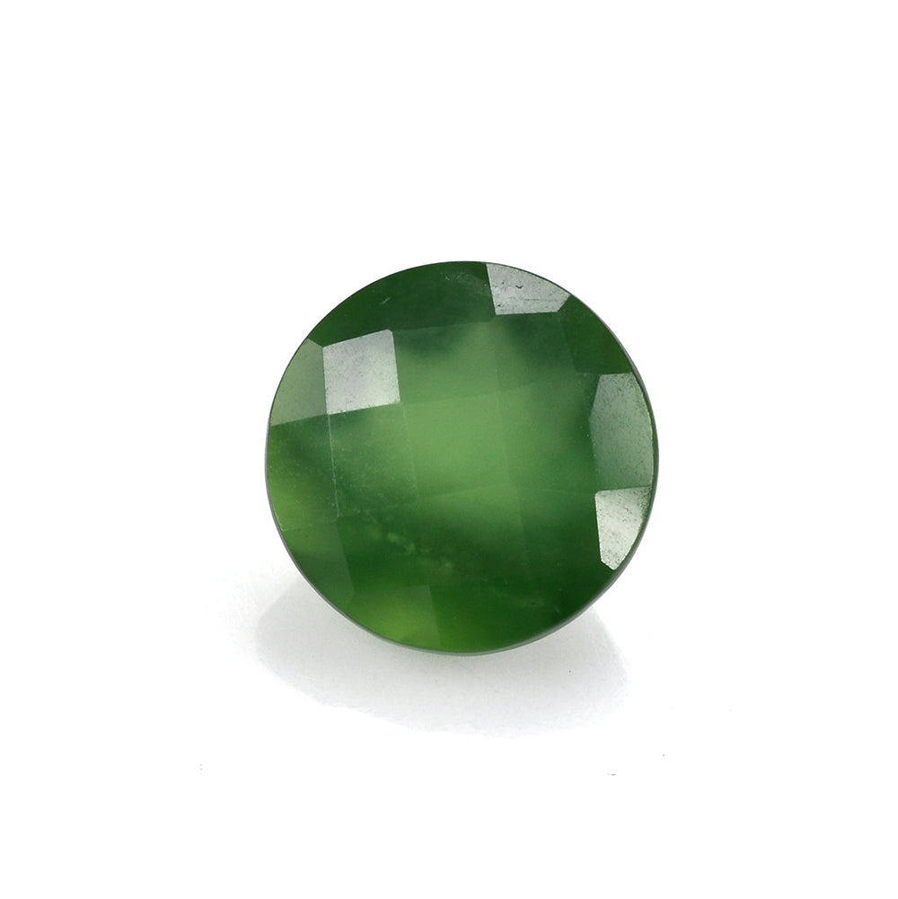 GREEN SERPENTINE CHECKER CUT ROUND 10MM 3.33 cts.