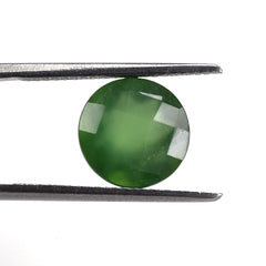 GREEN SERPENTINE CHECKER CUT ROUND 10MM 3.33 cts.