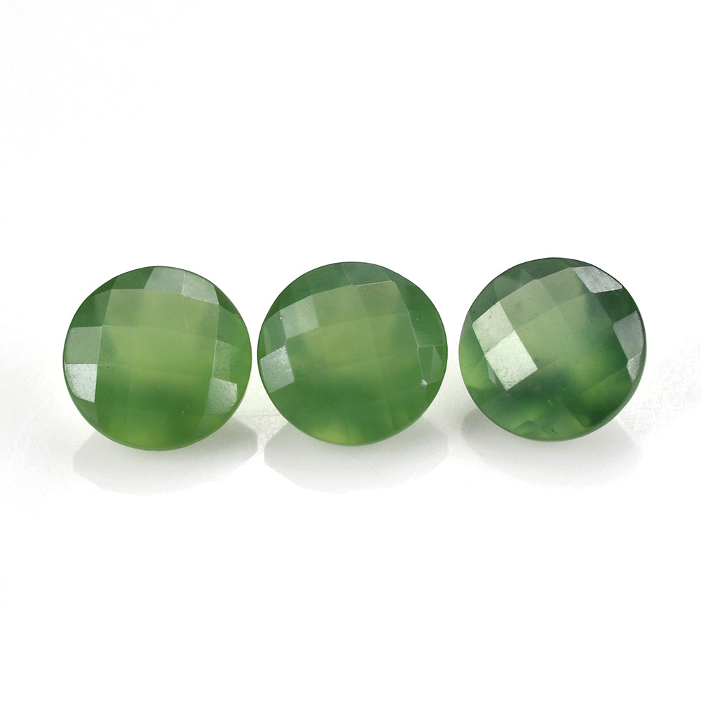 GREEN SERPENTINE CHECKER CUT ROUND 8MM 1.70 Cts.