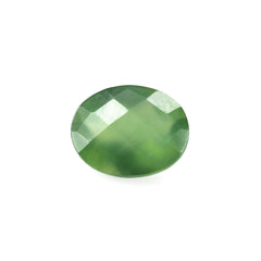 GREEN SERPENTINE CHECKER CUT OVAL 10X8MM 2.19 Cts.