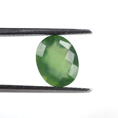 GREEN SERPENTINE CHECKER CUT OVAL 10X8MM 2.19 Cts.