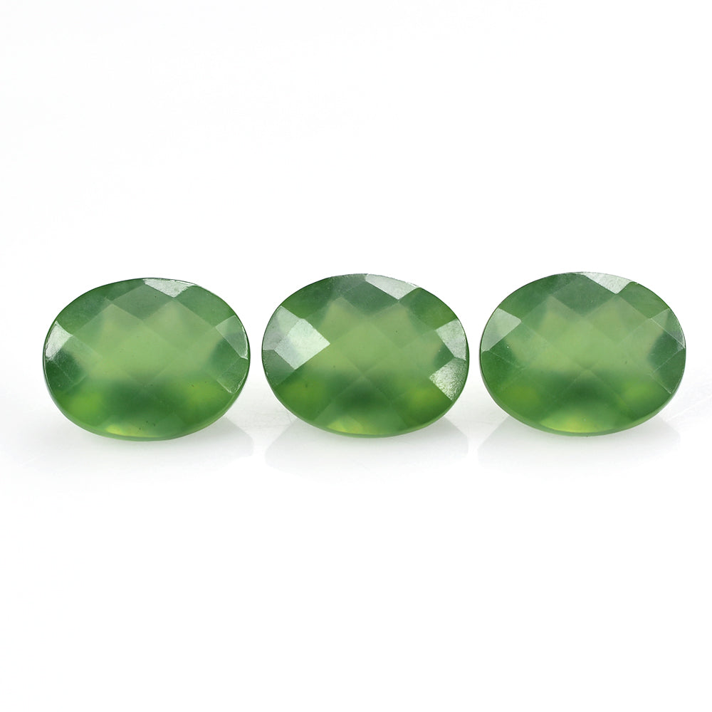 GREEN SERPENTINE CHECKER CUT OVAL 10X8MM 2.19 Cts.