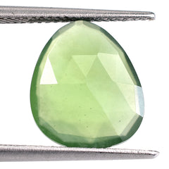 GREEN SERPENTINE ROSE CUT BRIOLETTE TRILLIONISH 13X11MM 3.78 Cts.