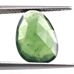 GREEN SERPENTINE ROSE CUT BRIOLETTE IRREGULAR PEARISH 14X10MM 3.49 Cts.