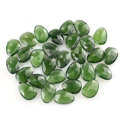 GREEN SERPENTINE ROSE CUT BRIOLETTE IRREGULAR PEARISH 14X10MM 3.49 Cts.