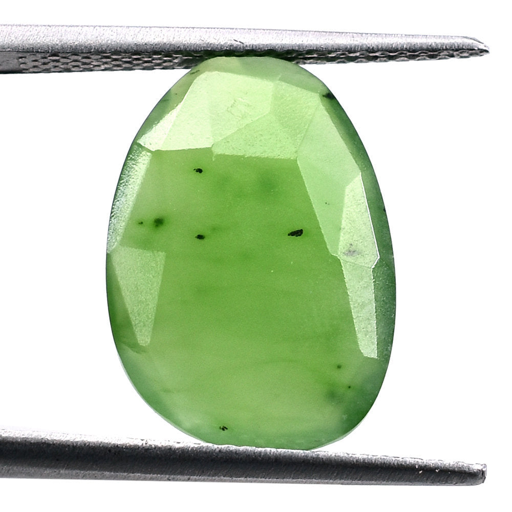 GREEN SERPENTINE ROSE CUT BRIOLETTE PEARISH 16X11MM 5.78 Cts.